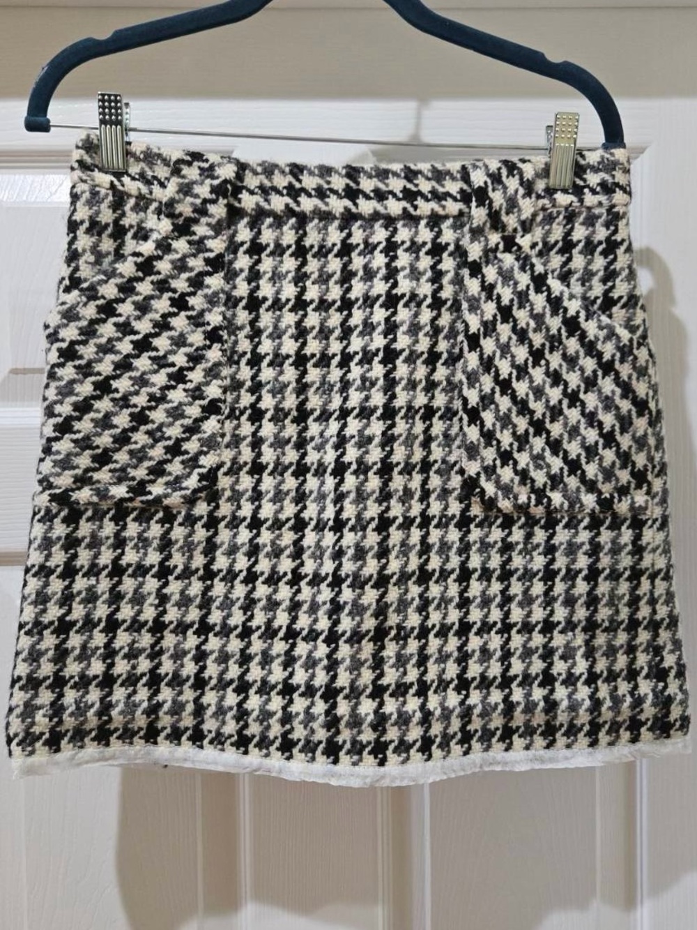 J. Crew Black and White Houndstooth Mini Skirt